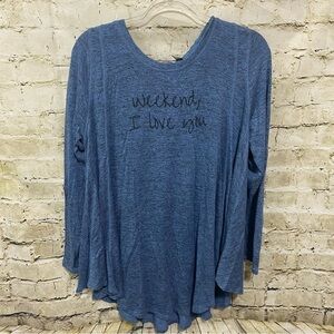 Anybody Blue Heathered Lounge Weekend I Love You Soft Top